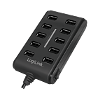 Productafbeelding LogiLink 10 Port Hub, USB-A 2.0 actief met schakelaar [1]
