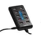 Productafbeelding LogiLink 10 Port Hub, USB-A 2.0 actief met schakelaar [1]