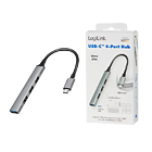 Productafbeelding LogiLink 4 Port Hub, USB-C --> 1xUSB-A 3.2 + 3xUSB-A 2.0 Passief